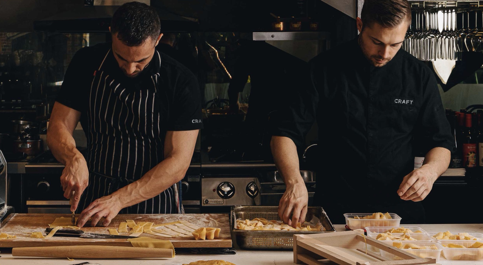 Two Craft chefs making fresh pasta