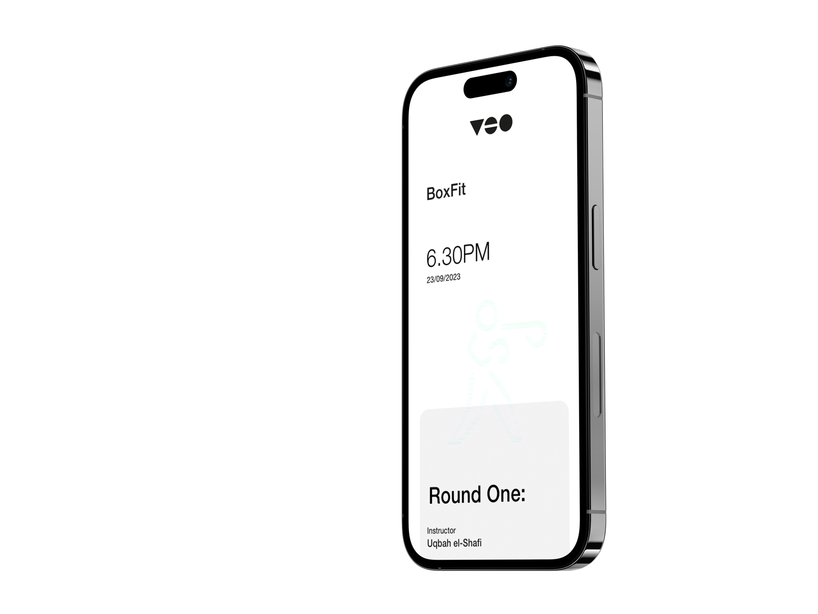 Veo app, BoxFit class screen